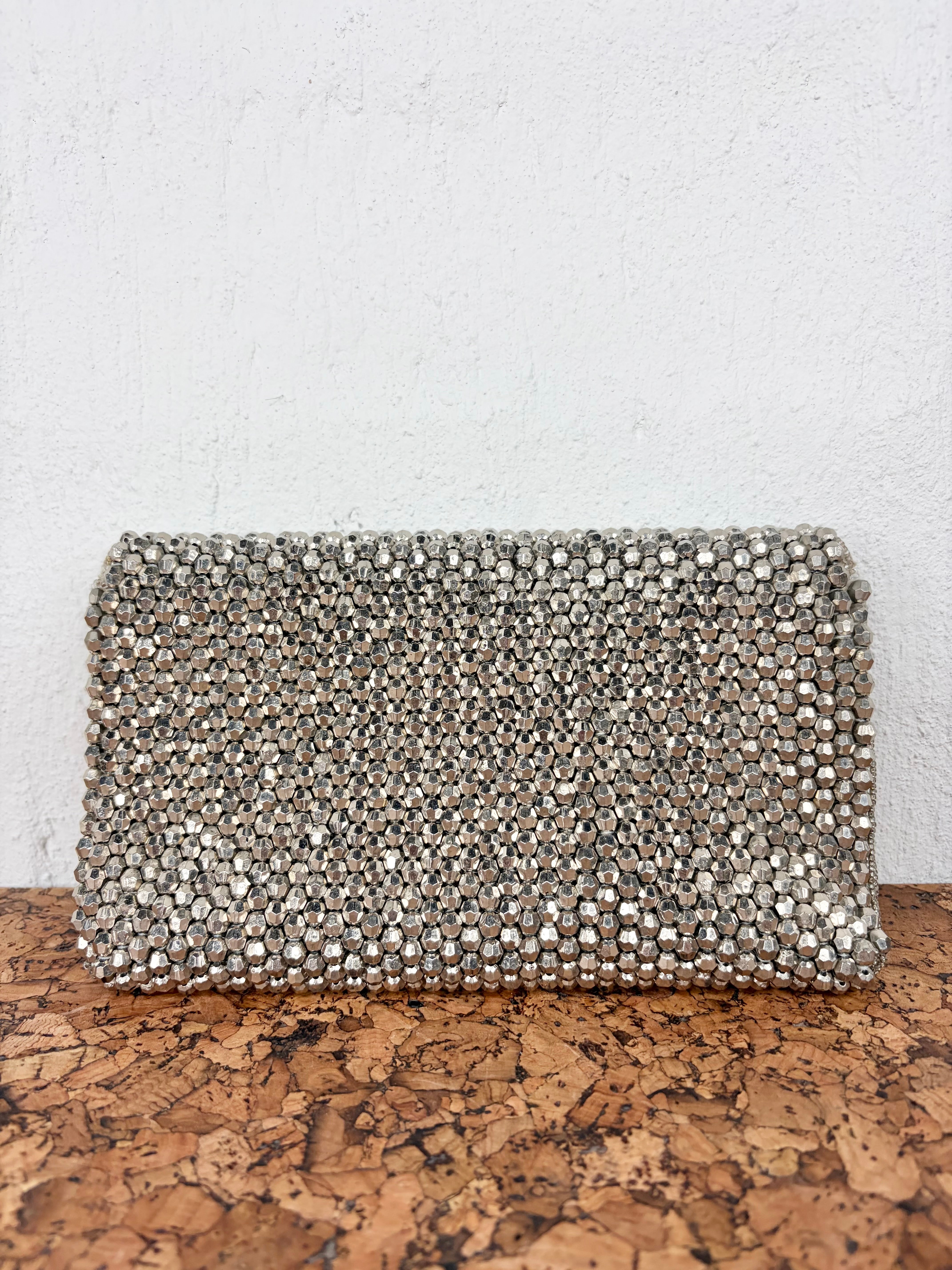 Dune London Silver Beaded Clutch
