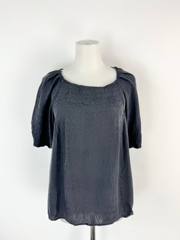 Sandro Black Silk Cap Sleeve Blouse - AU8/10