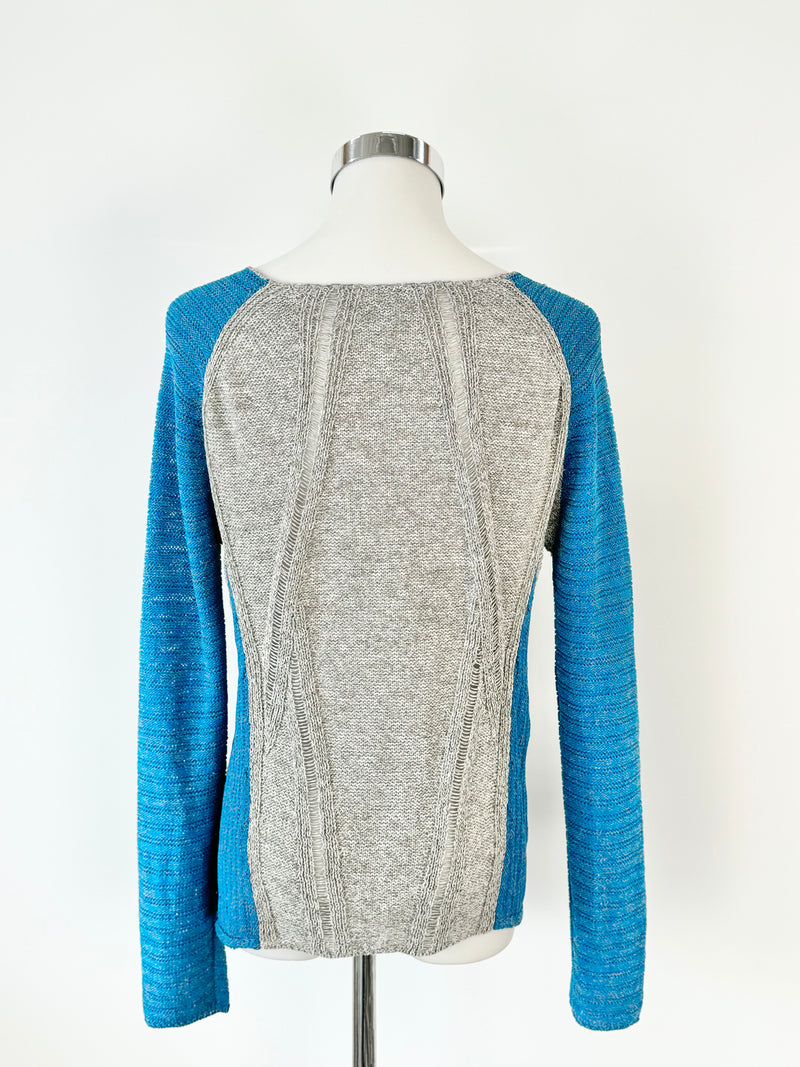 Helmut Lang Grey & Blue Contrast Jumper - AU8/10