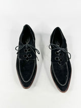 Tod's Black Suede Pointed Toe Lace Ups - EU38.5