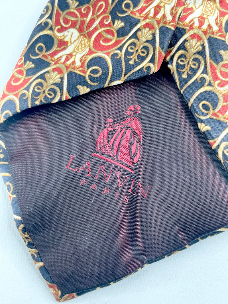 Lanvin Elephant Patterned Silk Tie