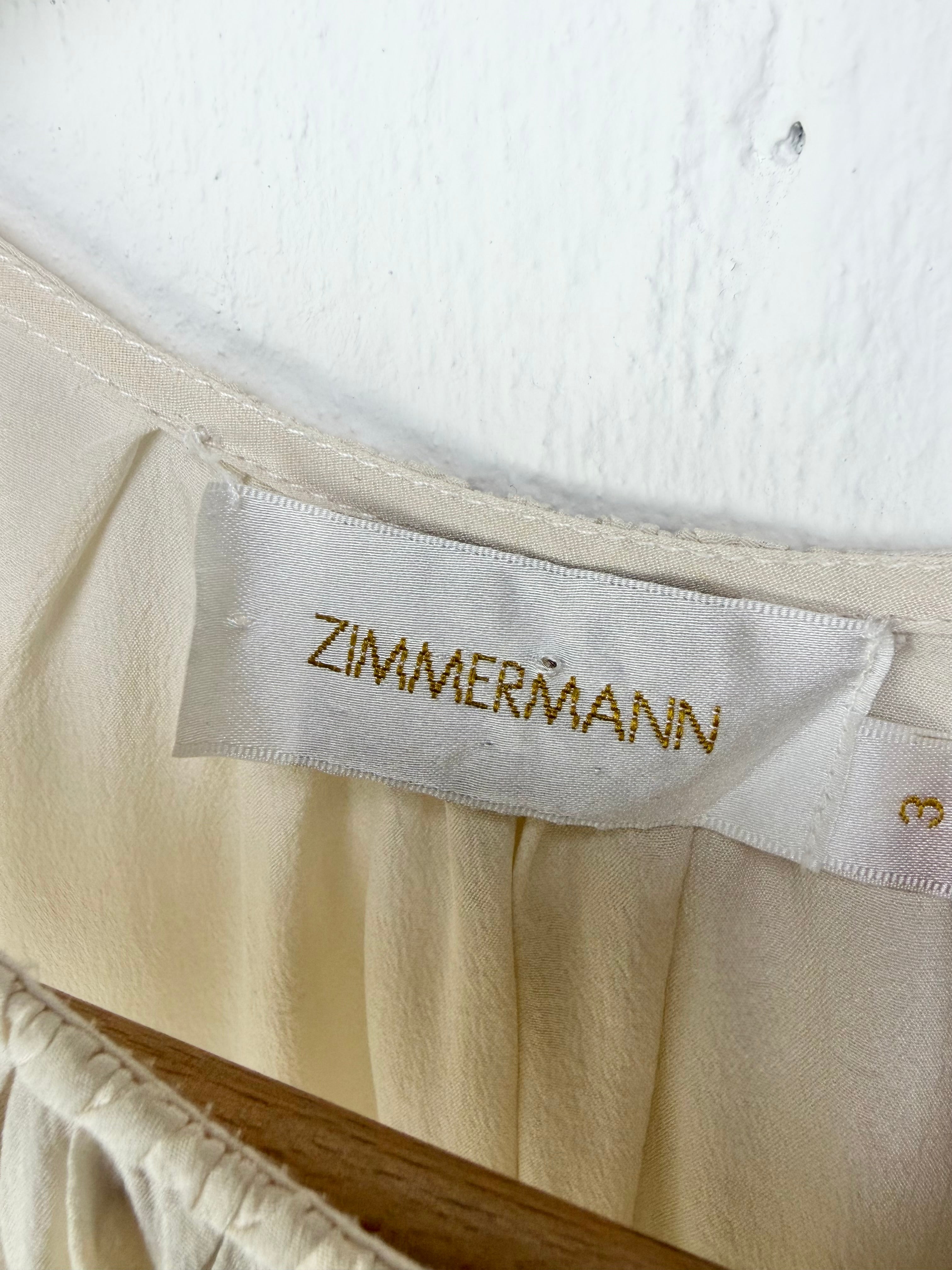 Zimmermann Gardenia Silk Frill Sleeve Blouse - AU10/12