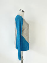 Helmut Lang Grey & Blue Contrast Jumper - AU8/10