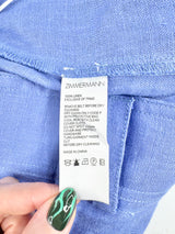 Zimmermann Cornflower Blue Linen High Waisted Shorts - AU8/10