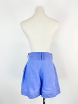 Zimmermann Cornflower Blue Linen High Waisted Shorts - AU8/10