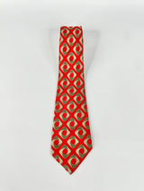 Christian Dior Deep Red Patterned Silk Tie