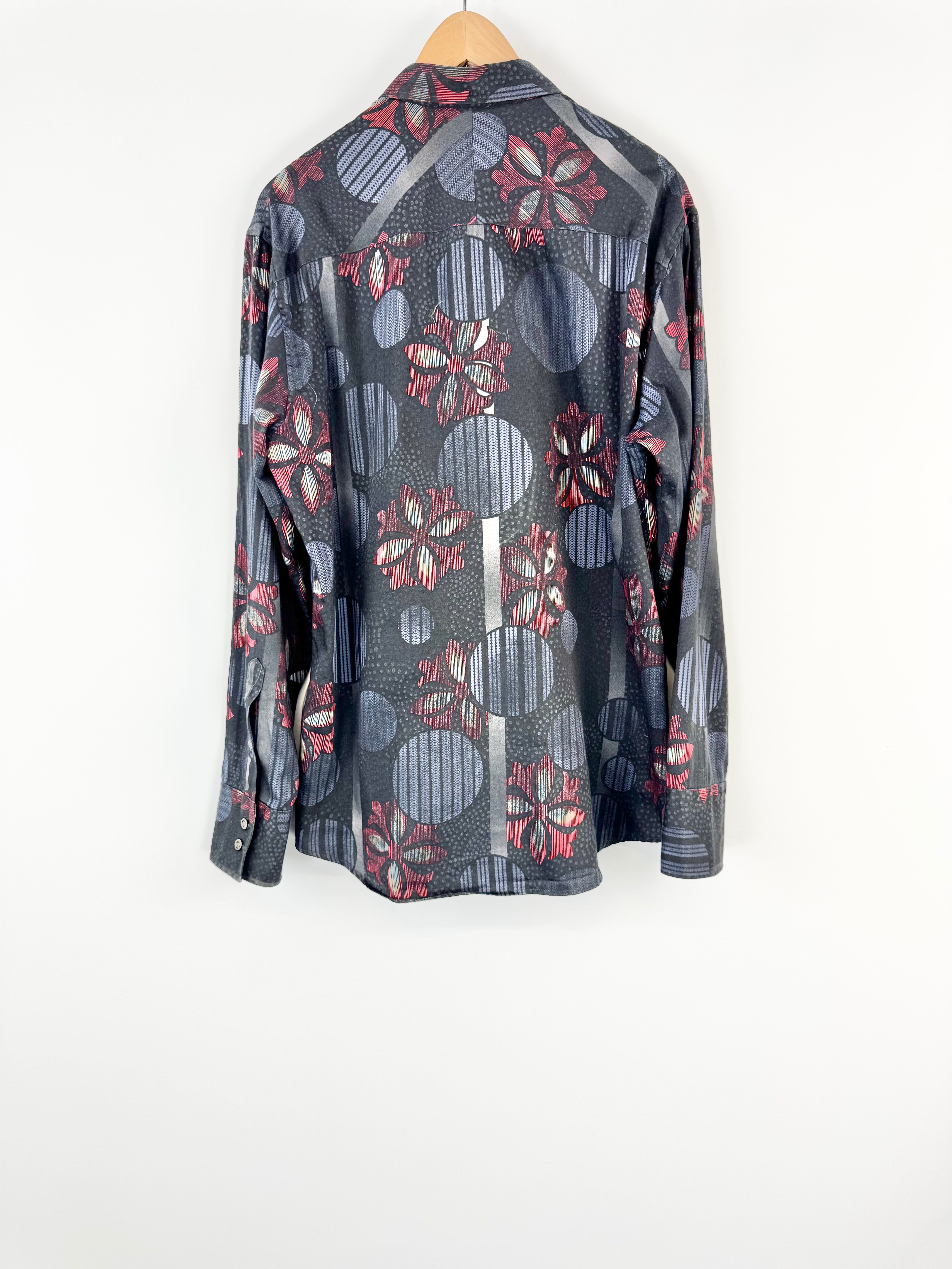 Kenzo Homme Black Floral Patterned Cotton Shirt - 43/17