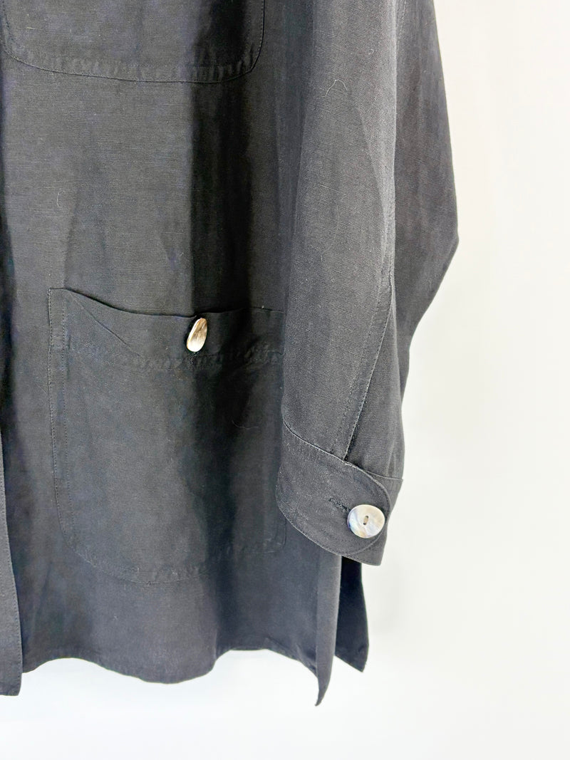 Country Road Black Linen-Blend Coat - AU10