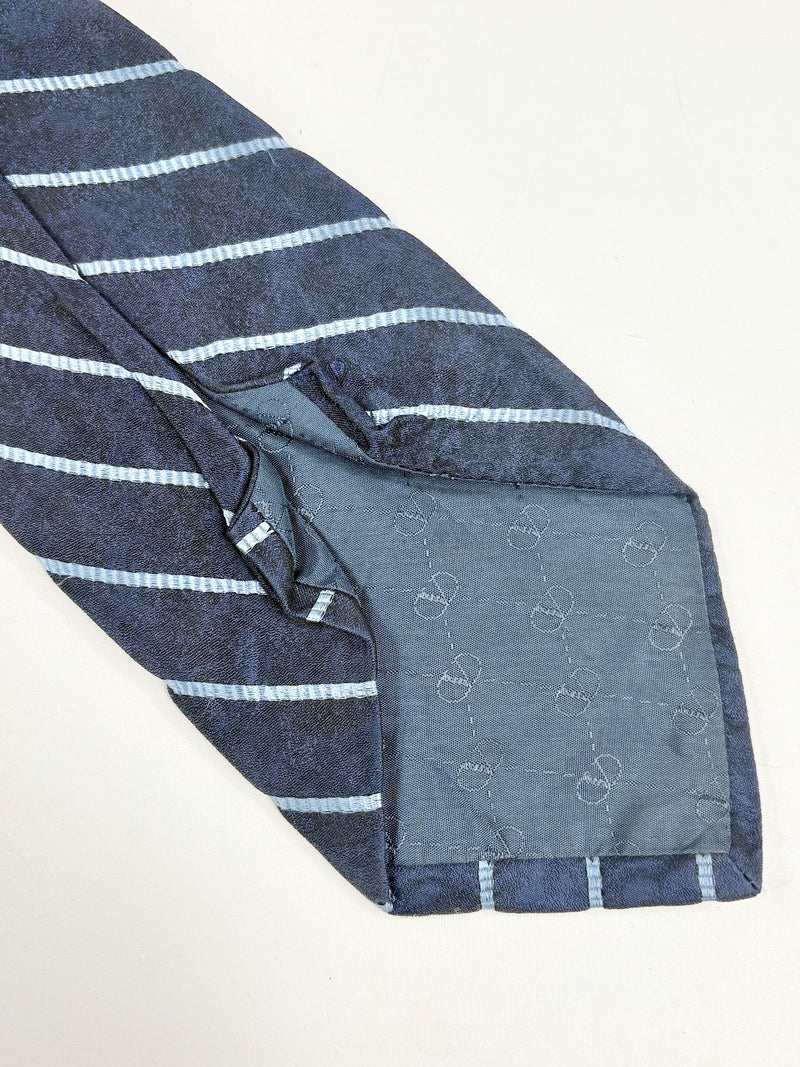 Valentino Cravatte Navy Blue Diagonal-Stripe Silk Tie