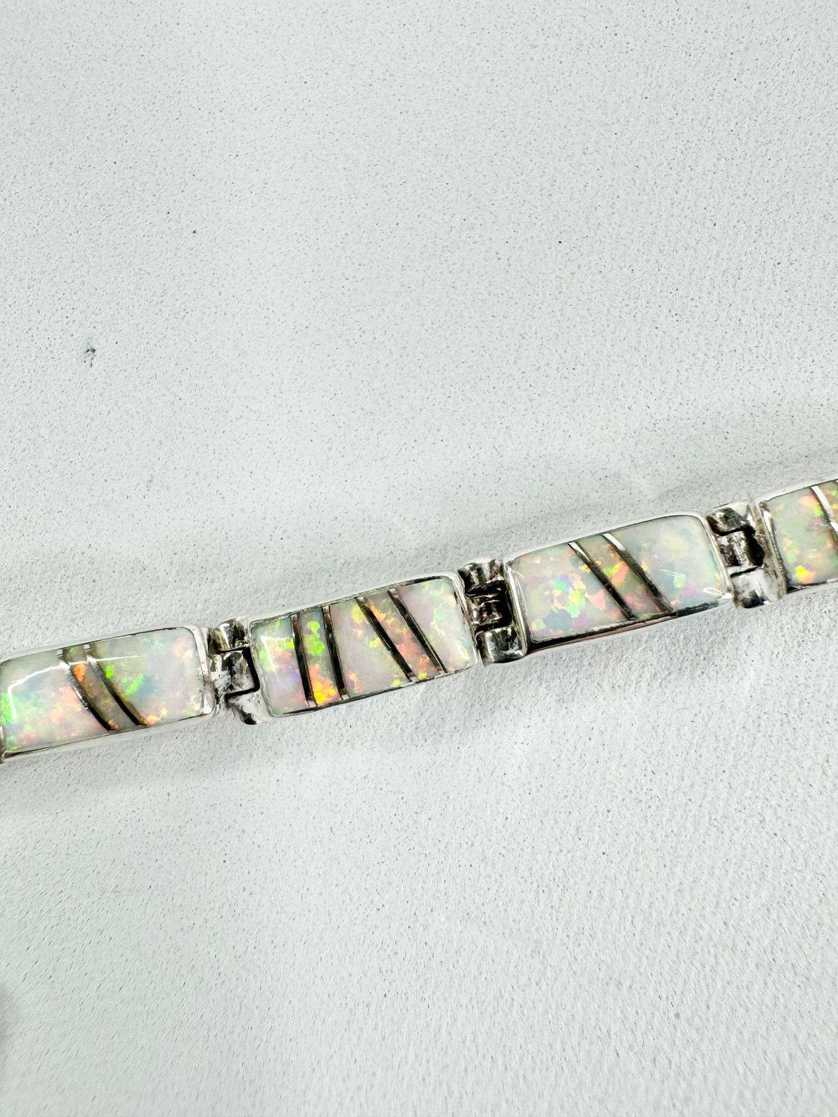 Vintage Silver Semi-Precious Gemstones & Opal Bracelet