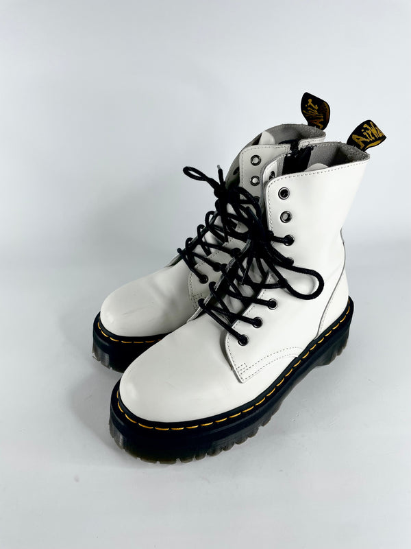 Dr. Martens White Leather 'Jadon' Platform Boots - EU41