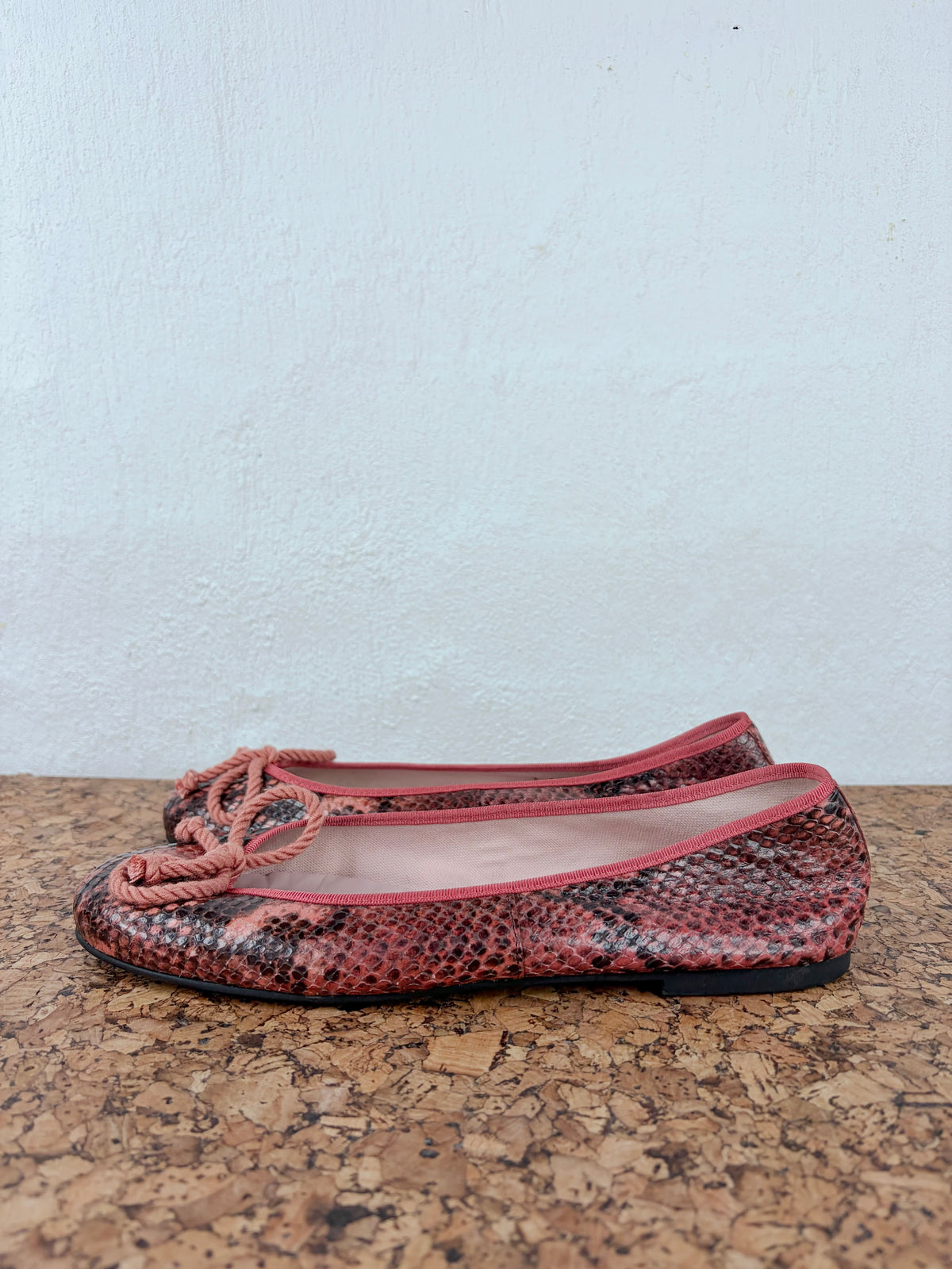 Pretty Ballerinas Pink Snakeprint Patterned Ballet Flats - EU39