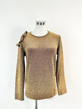 On Parks Gold Lurex Stretchy Long Sleeve Top - AU8