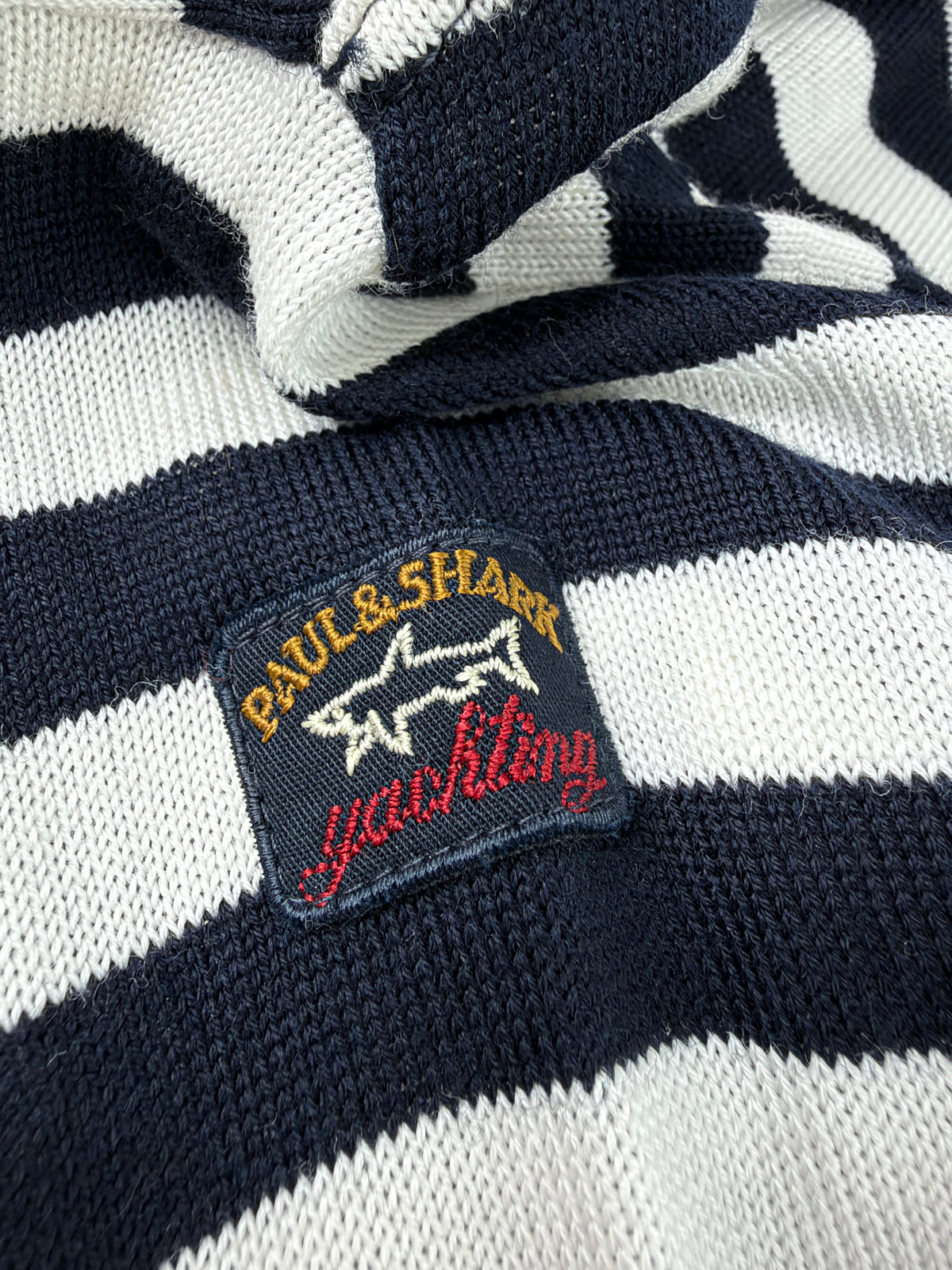 Paul & Shark Navy & White Rugby Stripe Fine Wool Sweater - L