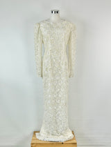 Vintage Ronny's Fashion White Sequin Embroidered Gown - AU8