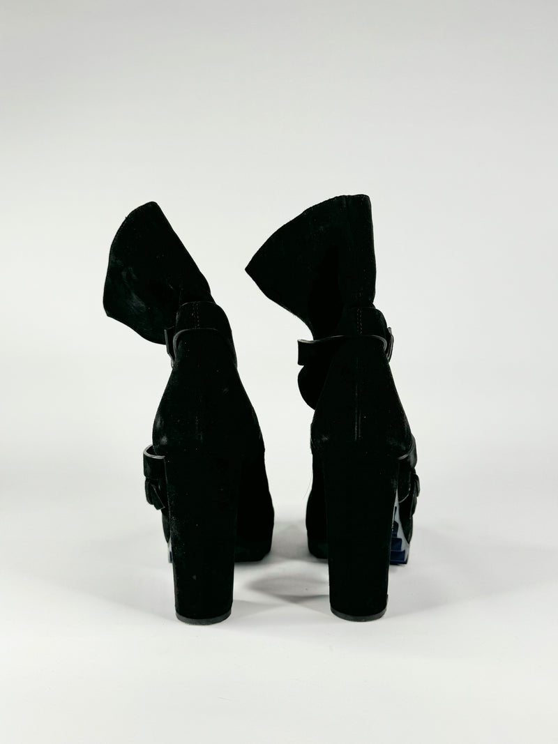 Jil Sanders Black Suede Heeled Boots - EU39