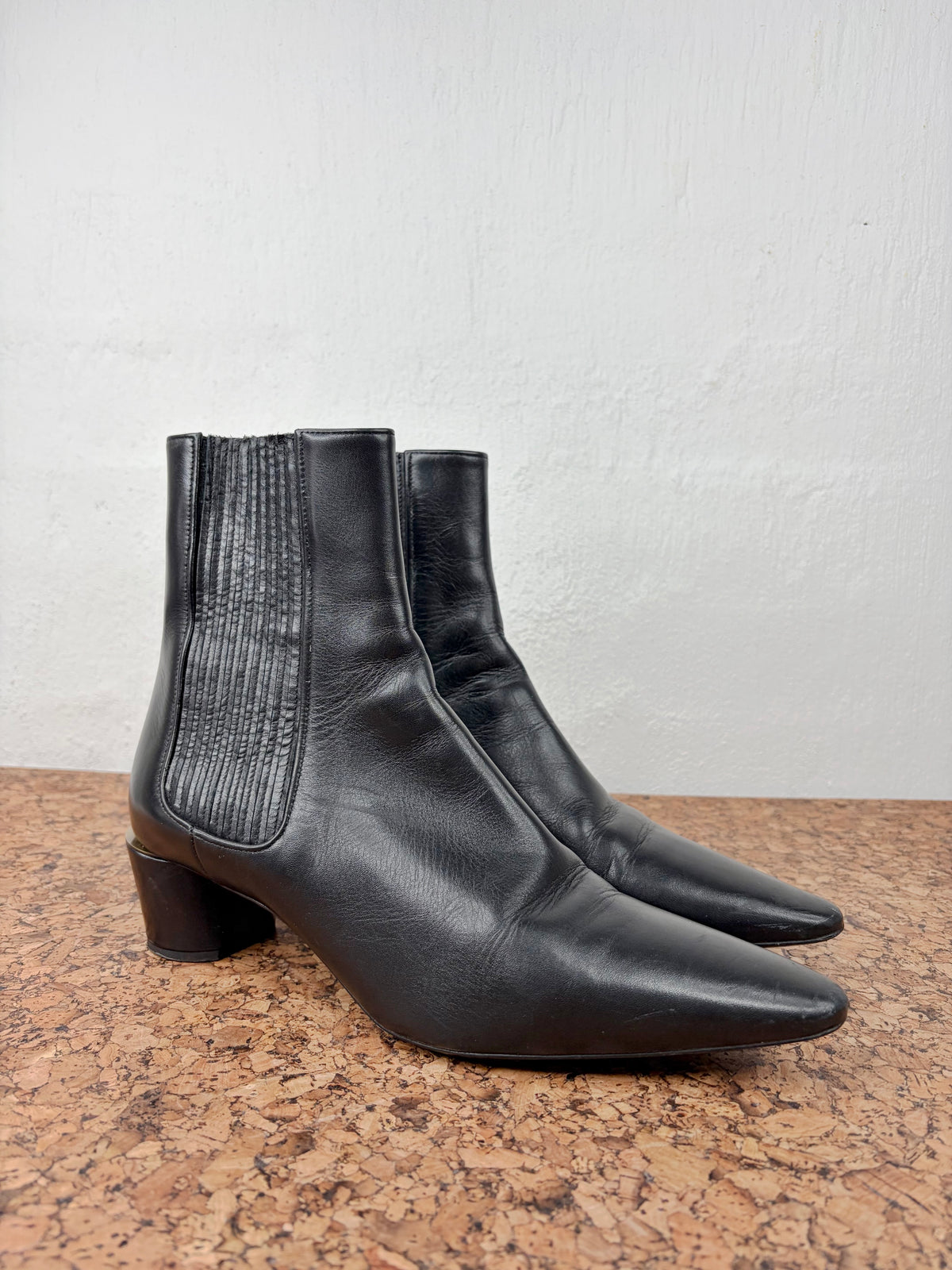 Jil Sander Navy Black Pointed Toe Boots - EU41
