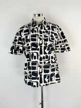 La DoubleJ Black & White Abstract Shapes Short Sleeve Shirt - AU12/14