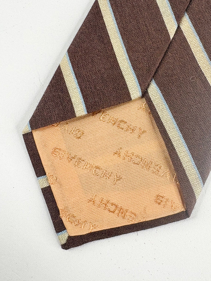 Vintage Givenchy Gentleman Chocolate Brown Striped Tie