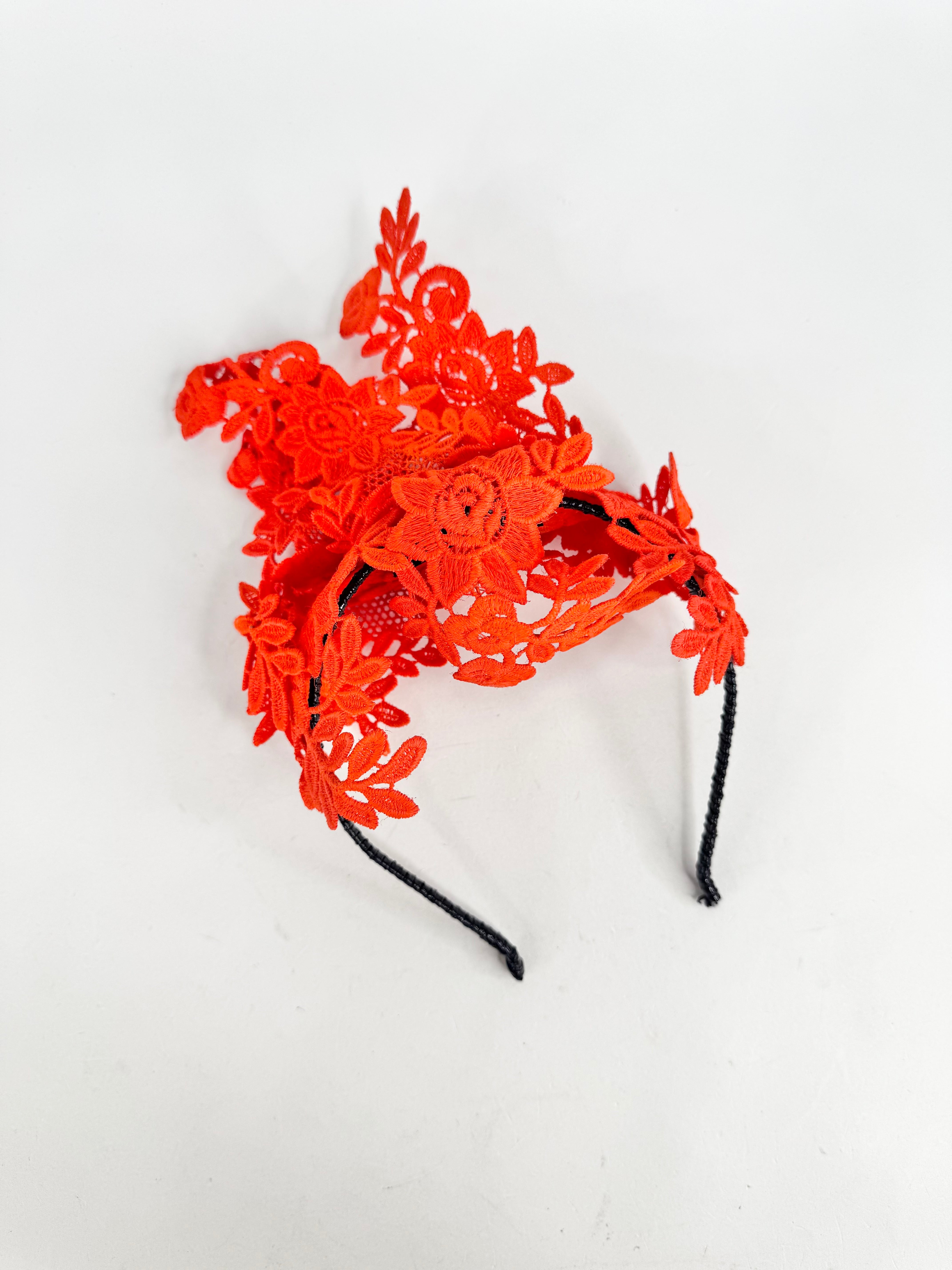 Shara Gillahan Melbourne Safety Orange Lace Embellished Headband