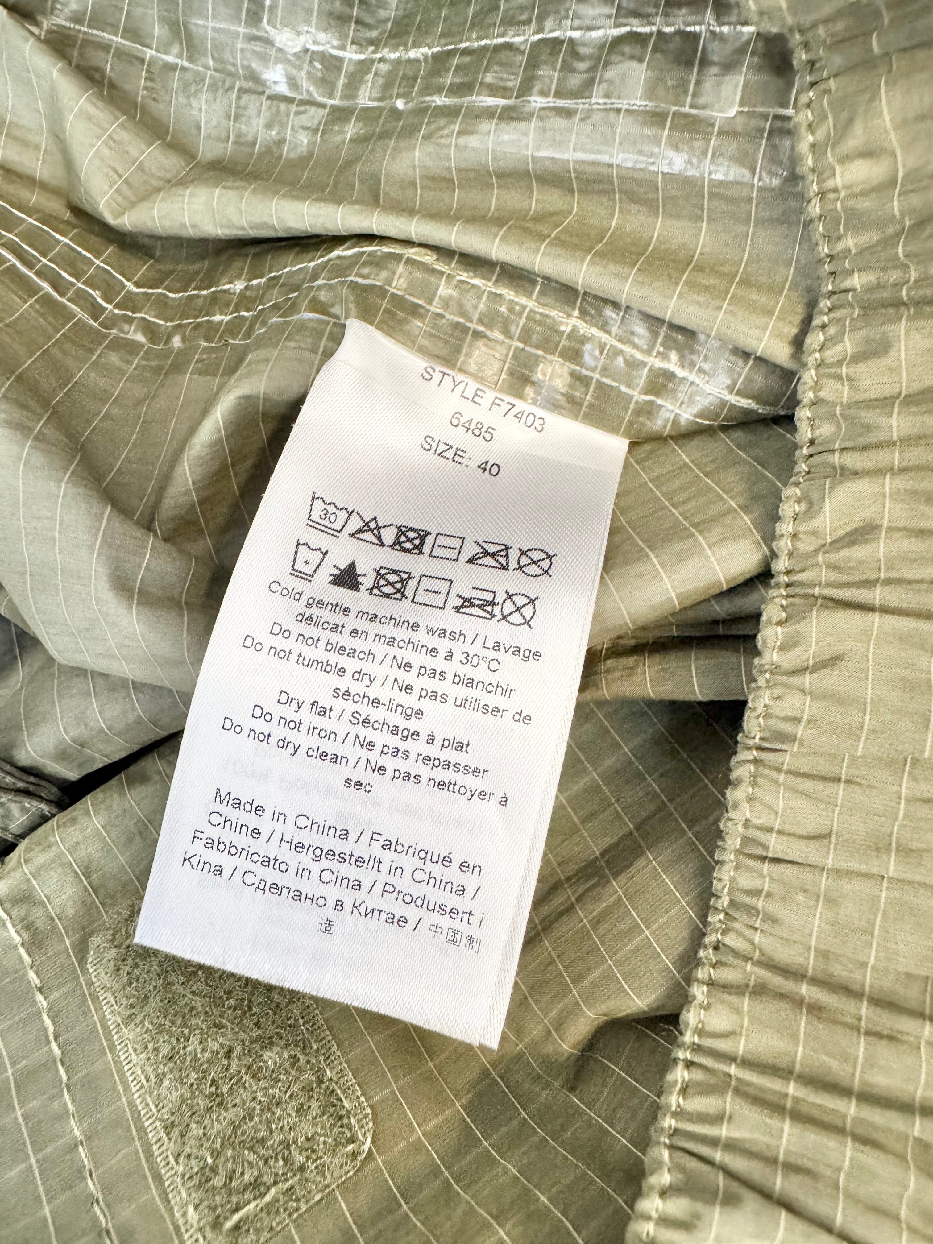 Ganni Khaki Crinkle Grid Pattern Tracksuit Pants - AU10/12