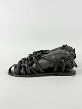 Asra Black Leather 'Sunnie' Strappy Sandals - EU40