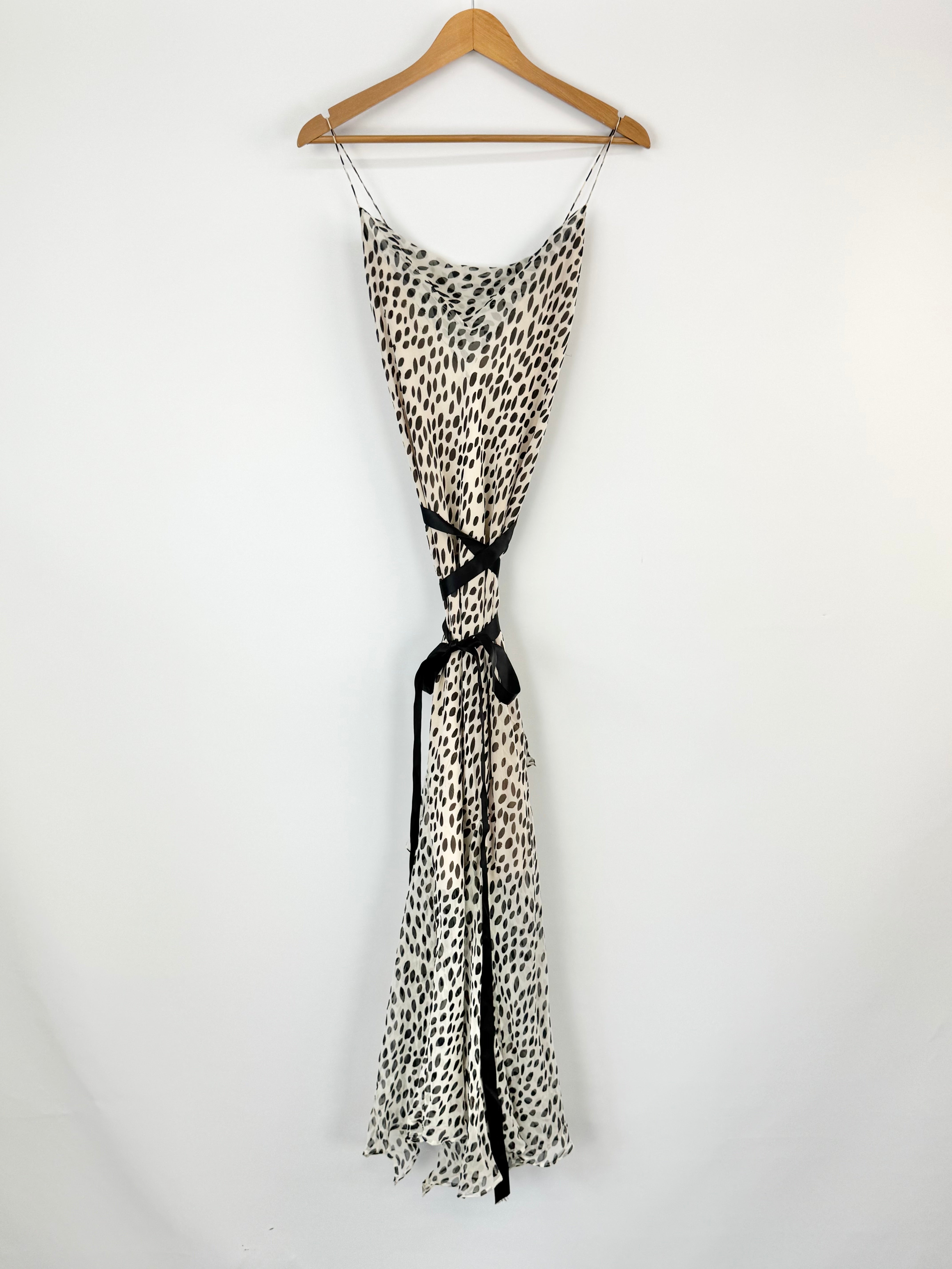 Carla Zampatti Black & White Bias Cut Silk Gown - AU10