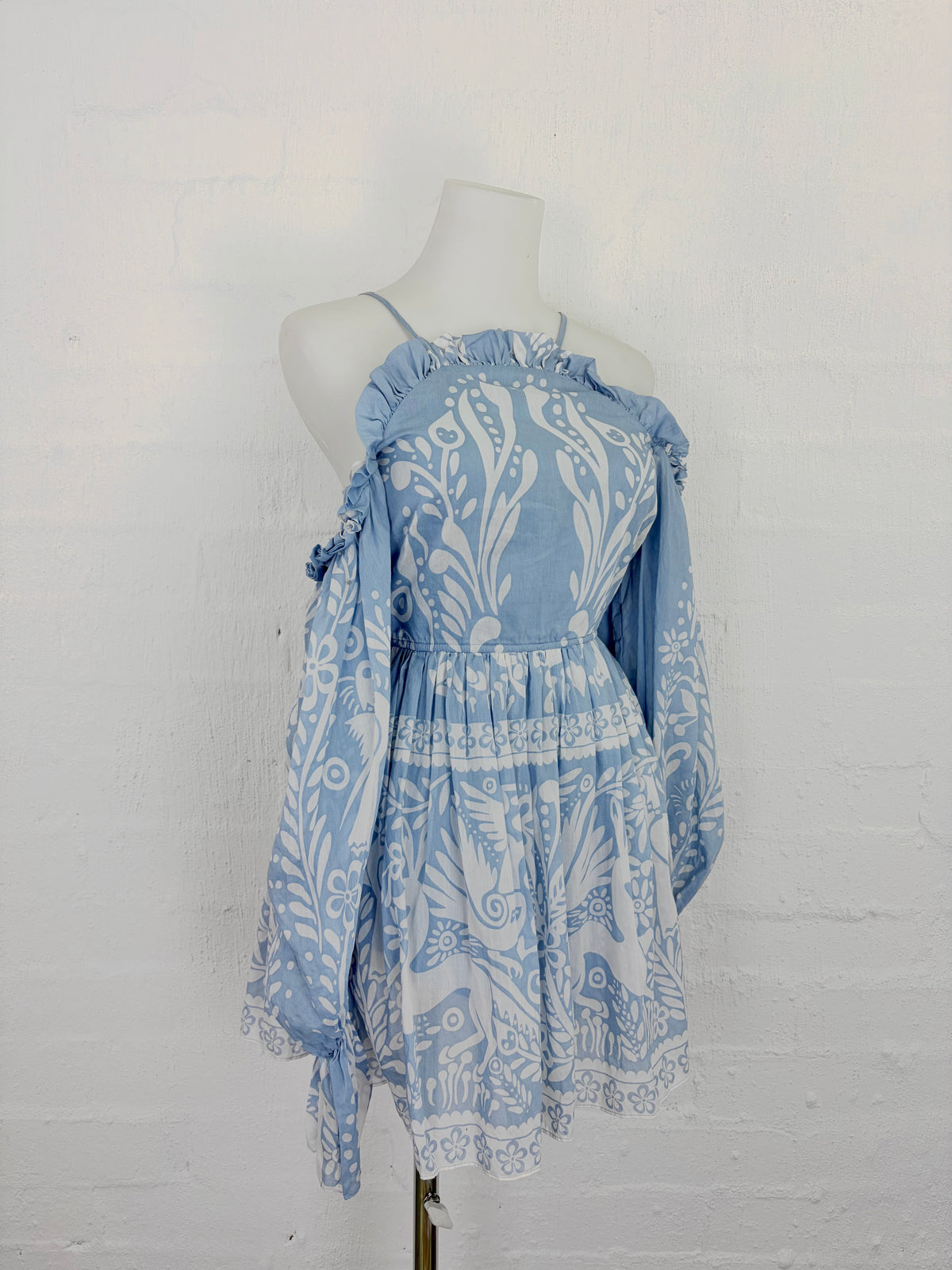 Alice McCall 'Oh Deer Me Drs' Pale Blue Floral-Patterned Cotton & Silk Mini Dress - AU6