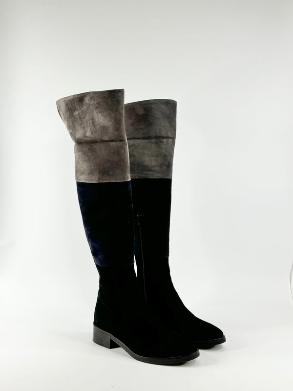 Carel Black Blue & Grey Flat Knee High Boots - EU38.5