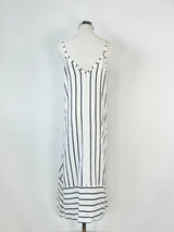 Terzo Millenio White & Blue Striped Linen Dress - AU8/10