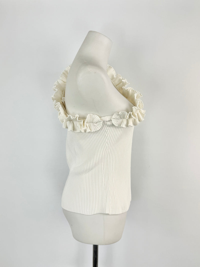 Zimmermann Cream 'Postcard' One Should Ruffle Trim Tank Top - AU10