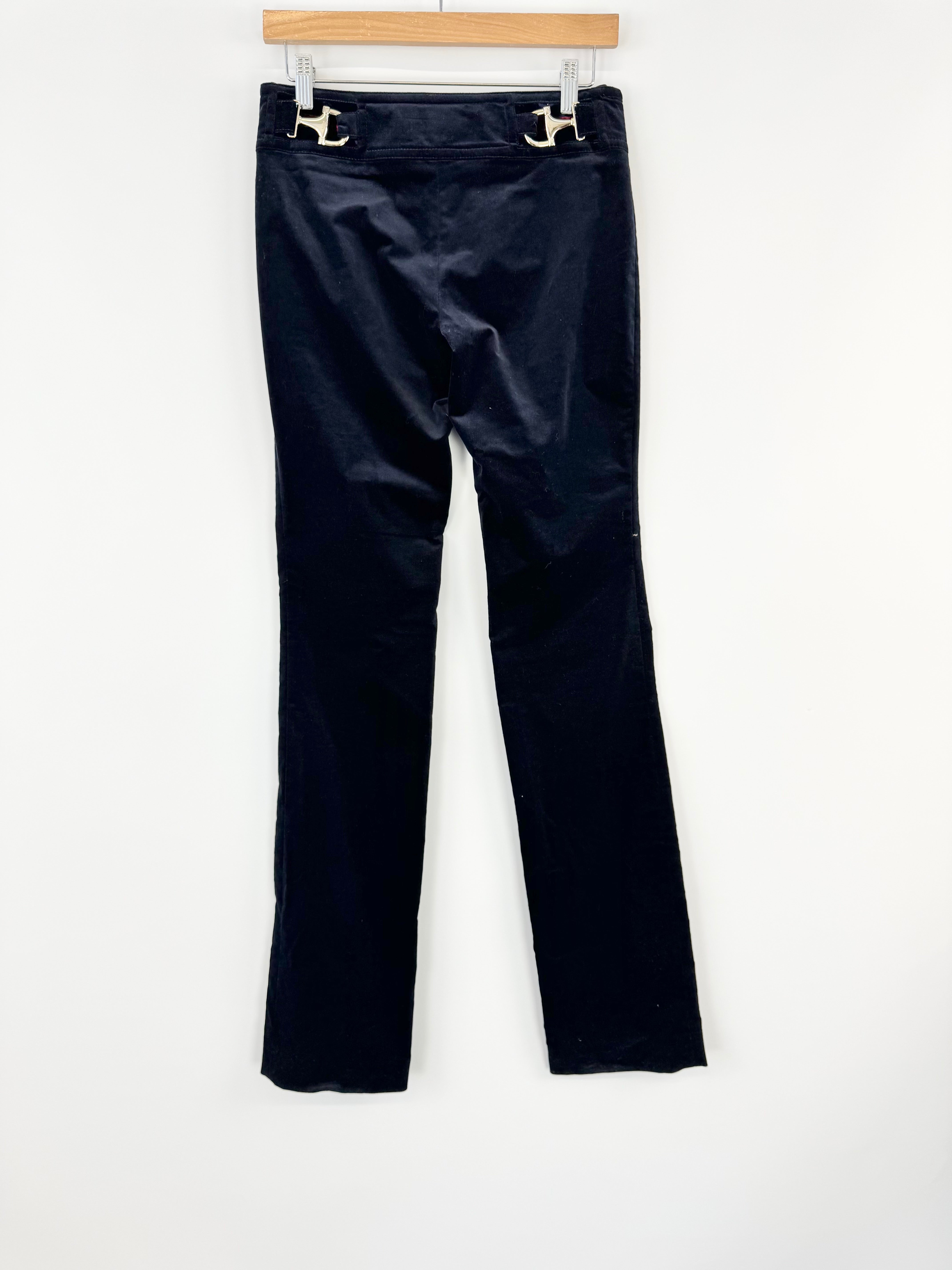 Gucci Black Velvet Horsebit Slacks - AU8/10