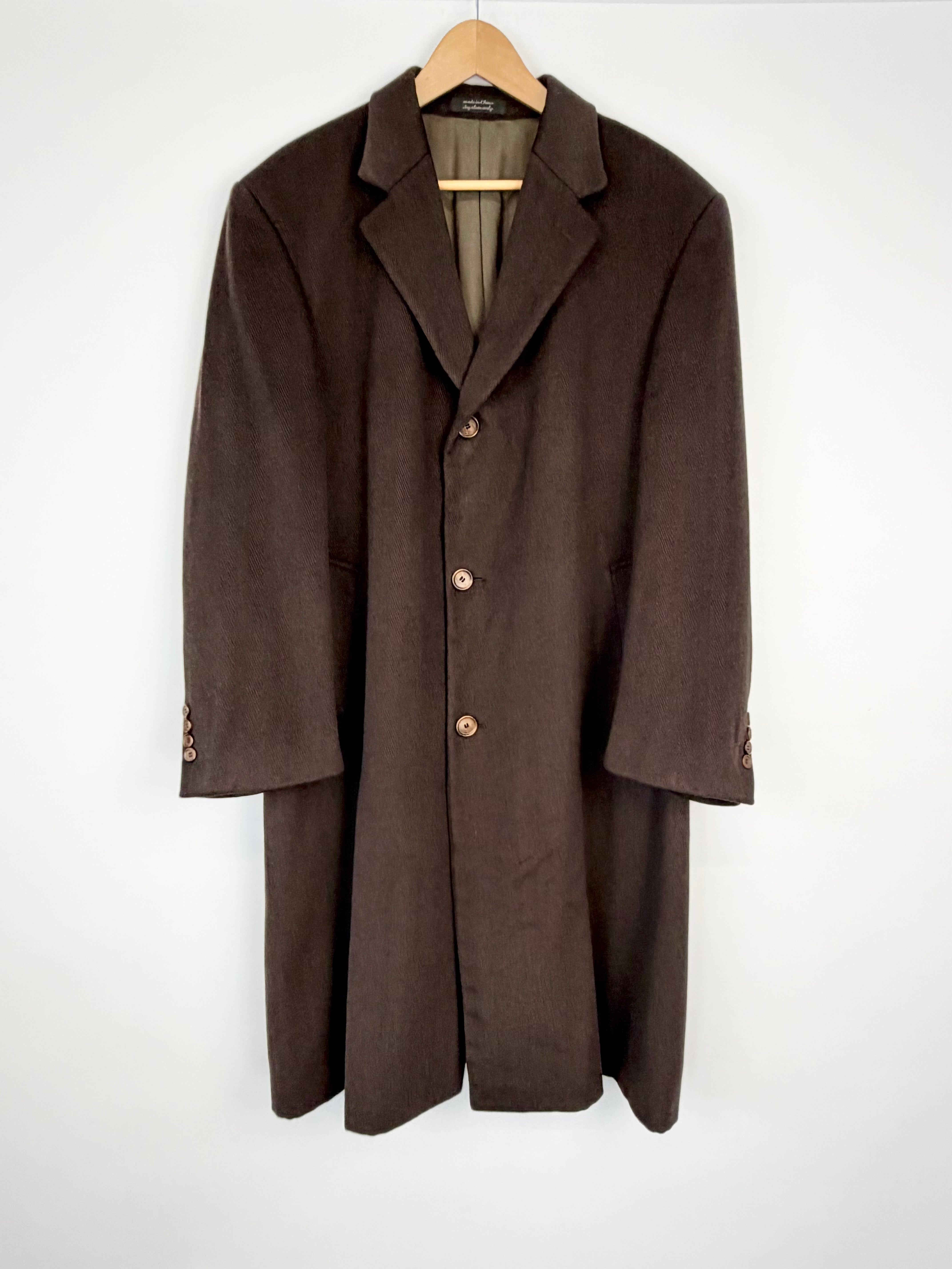 Calvin Klein Walnut Herringbone Pattern Cashmere Coat - 42
