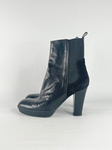 Hogan Black Leather & Suede Contrast Ankle Boots - EU38.5