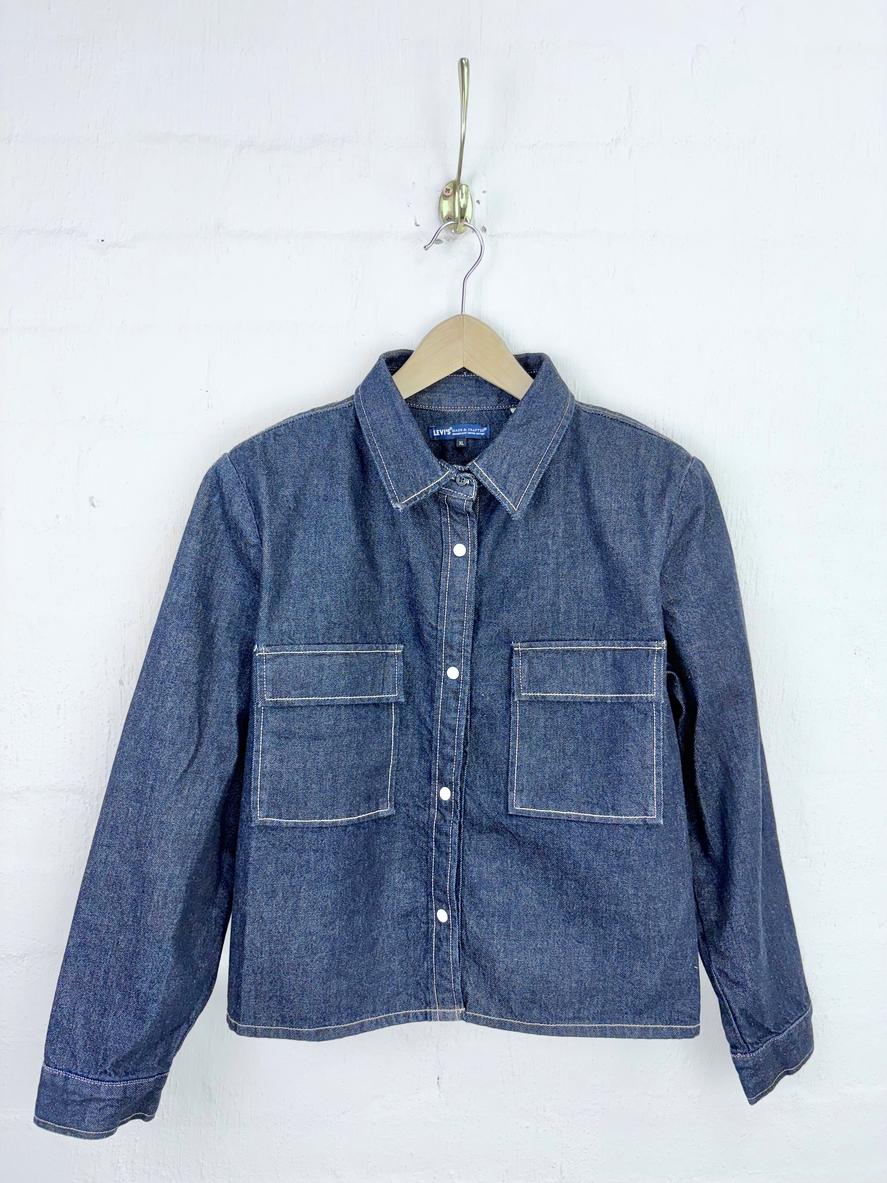 Levi's Dark Blue & White Click Button Shirt - XL