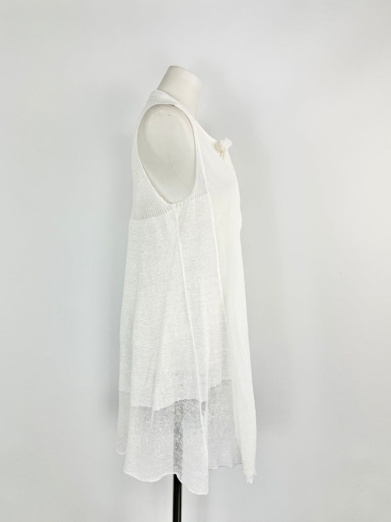 Transist Par Such White Linen Sleeveless Top - AU10/12