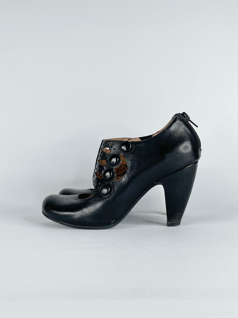 Miz Mooz Black Leather 'Sharon' Mary Jane Pumps - EU38