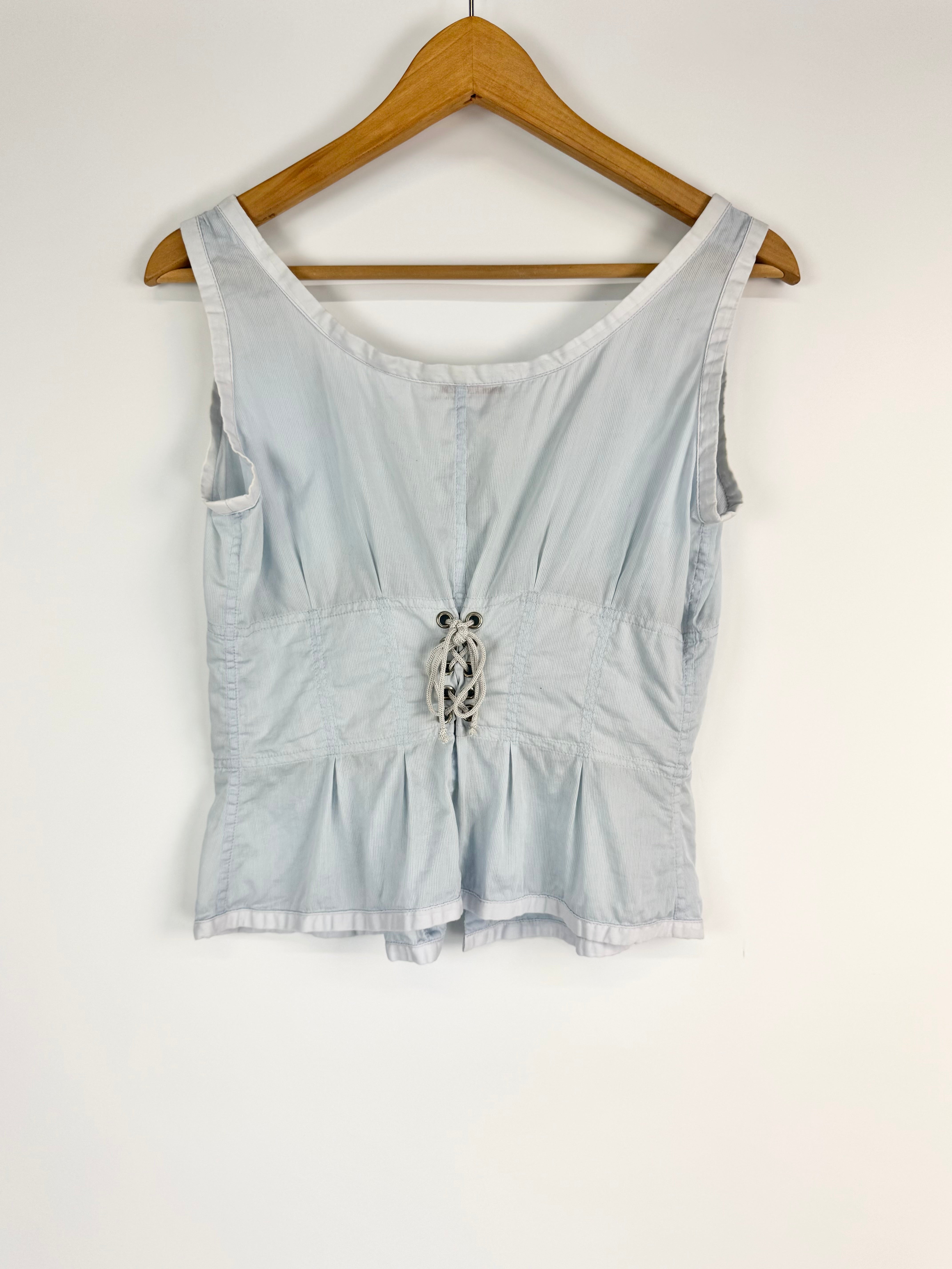 Prada Linea Rossa Blue Zip Front Corset Top - AU8