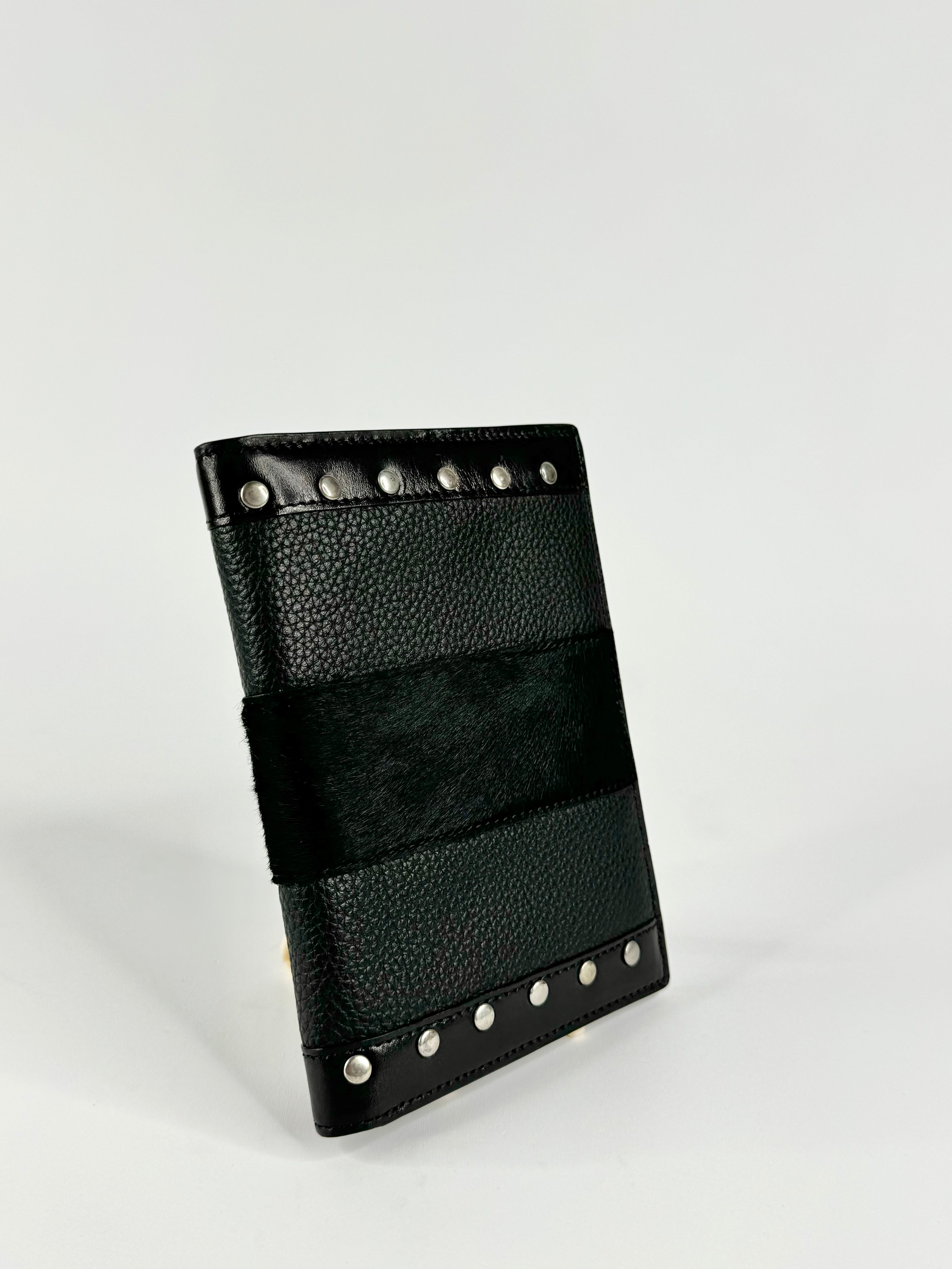Monte Napoleone Black Grained & Studded Wallet NWT