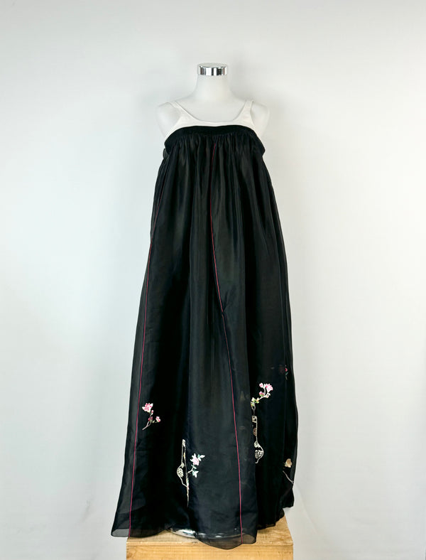 Vintage Black & White Embroidered Pinafore - AU8/10/12