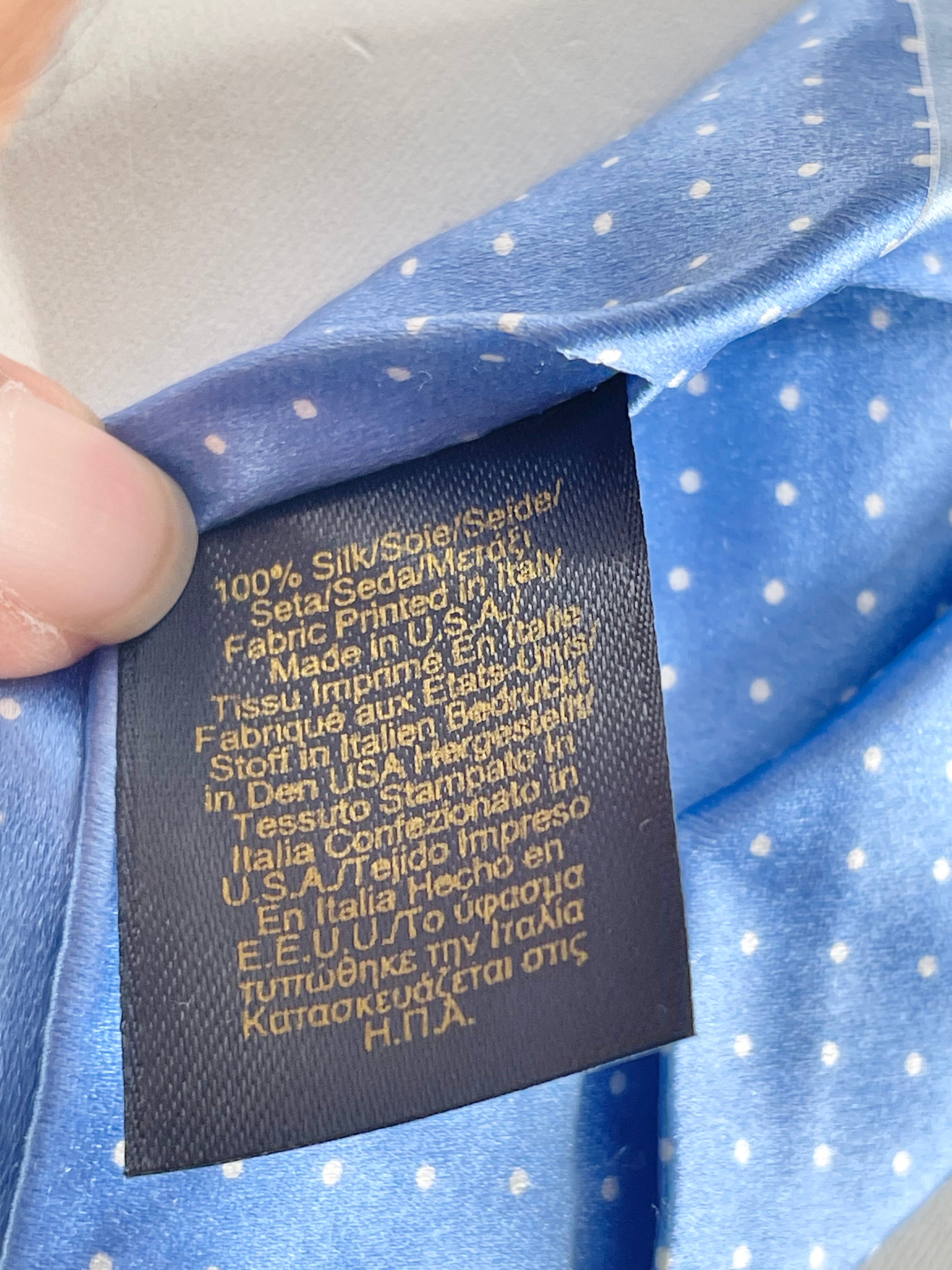Brooks Brothers Blue Dotted Satin Silk Tie