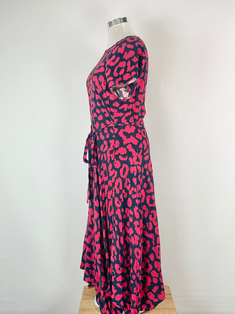 Husk Navy Blue & Red Poppy Patterned Maxi Dress - AU14