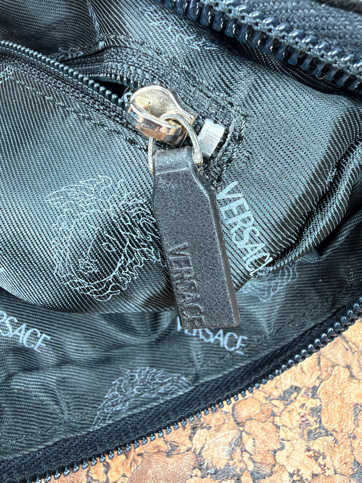 Vintage 90s Gianni Versace Multi Strand Medusa Stud Embellished Black Shoulder Bag