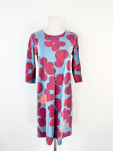 Marimekko 'Varpu Poppari' Blue & Red Shift Body Con Dress - AU10