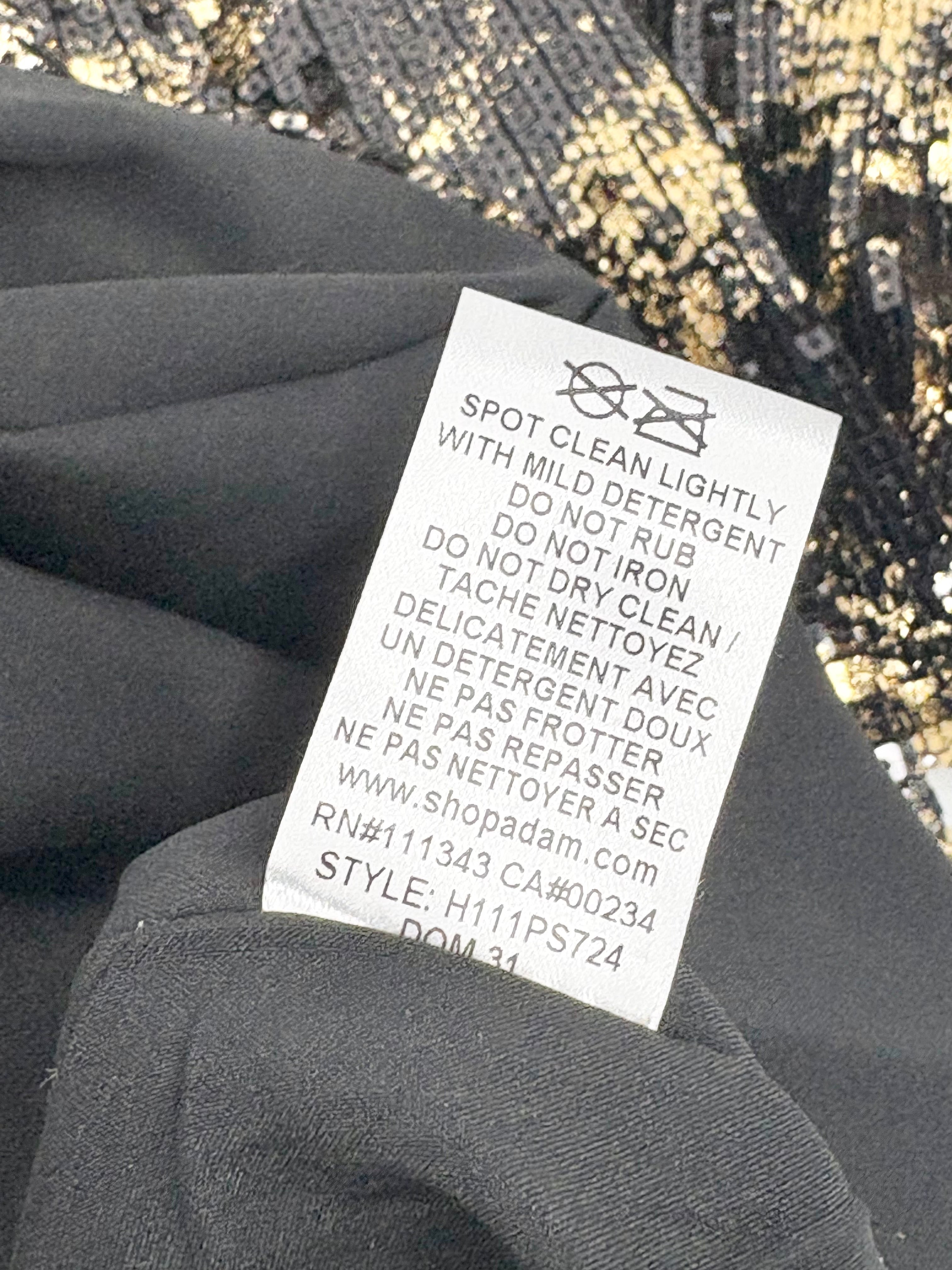 Adam Lippes Black & Gold Sequined Shift Dress - AU8