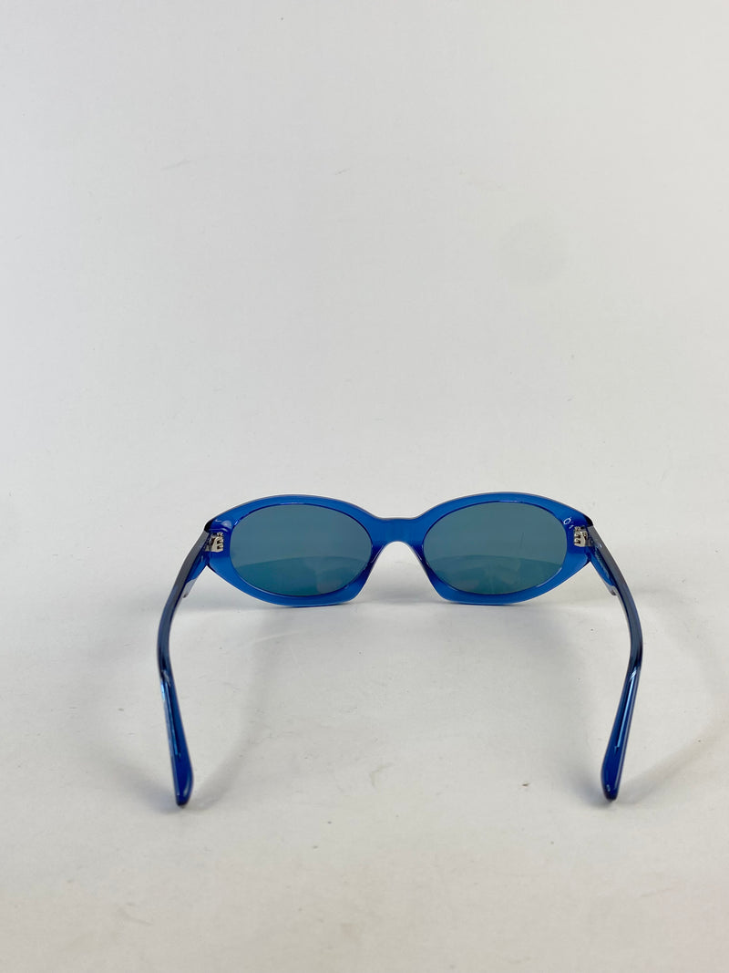 Dries Van Noten x LF Narrow Blue Frame Oval Sunglasses
