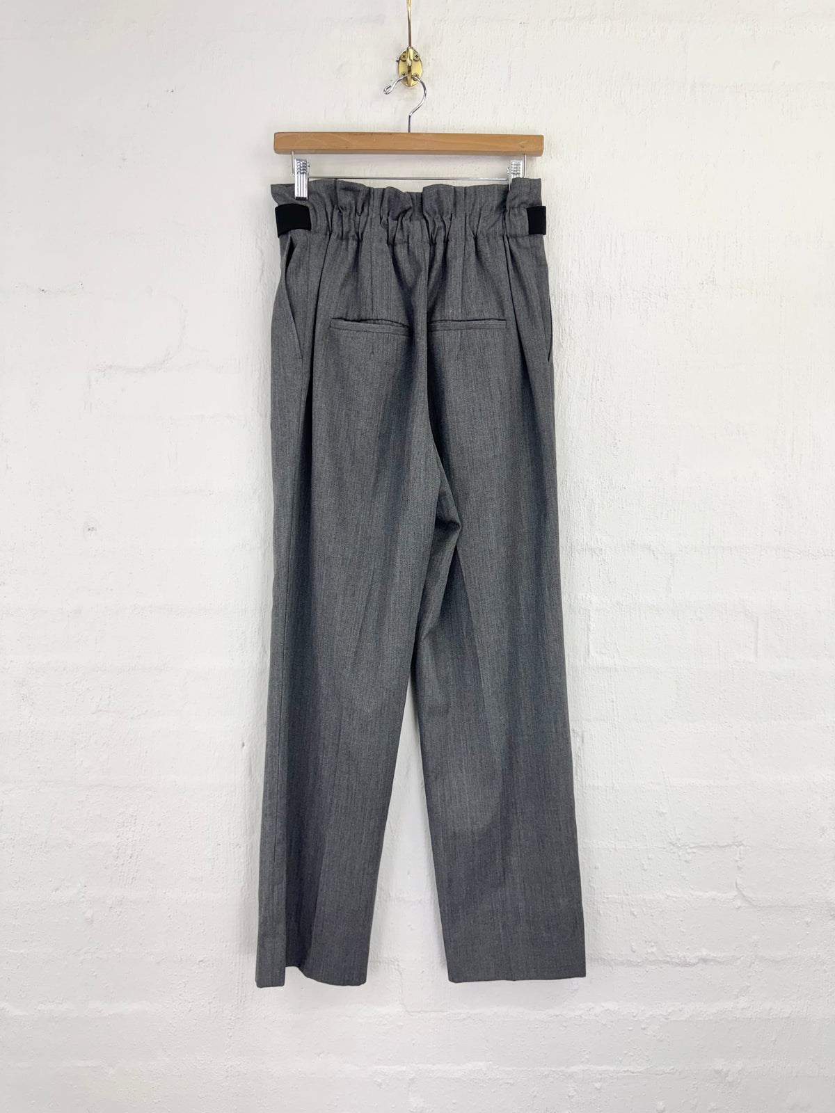 Helmut Lang Ash Grey Ruffled Waist Slacks - AU8