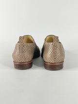 Robert Clergerie Mocha Python-Textured Leather Slip Ons - EU38/39