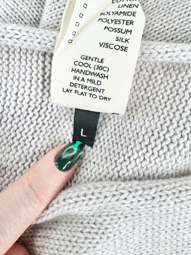 Wendy Voon Pearlesque Grey Wool, Cotton & Linen Jumper - AU12