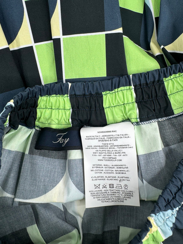 Fay Pine Lime Geometric Pattern Pleated Circle Skirt - AU8/10